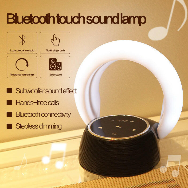 Creative Bluetooth Subwoofer Stereo Speaker LED Desk Lamp Stepless Dimming Folding Touch Atmosphere Night Light.