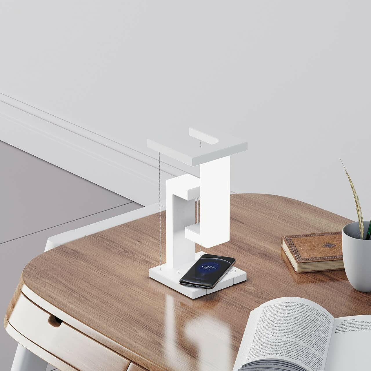 Creative Smartphone Wireless Charging Suspension Table Lamp Balance Lamp Floating For Home Bedroom.