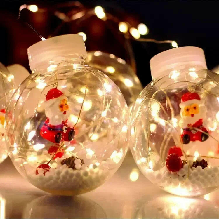 10 PCS LED Christmas Curtain Lamp Fairy Snowman Wishing Ball Lamp String Christmas Window Decoration Christmas Light Room.