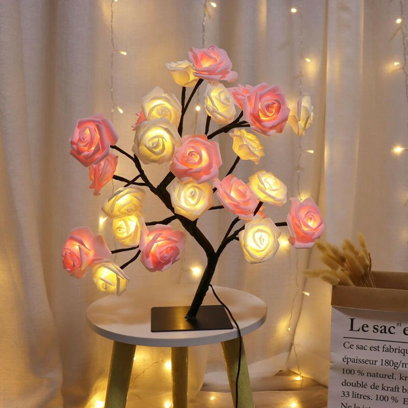 Bedroom Room Rose Tree Lamp Decoration.