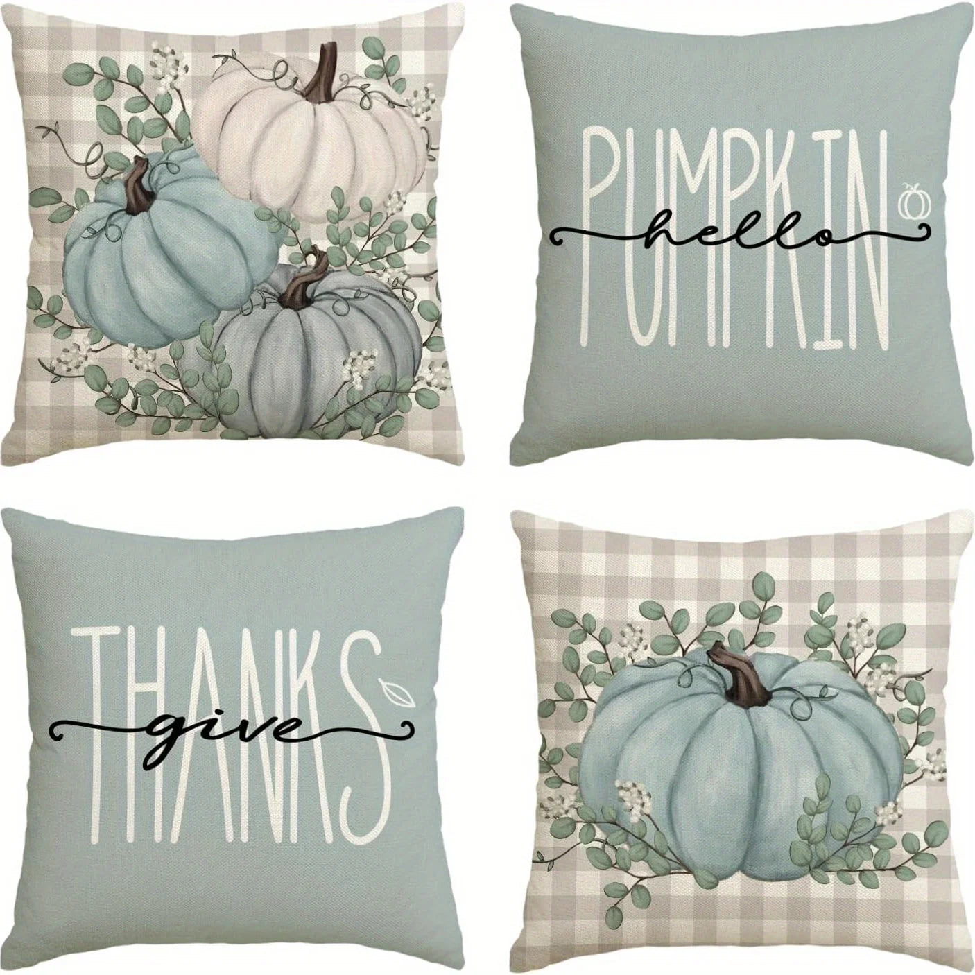 Jaquard Pumpkin Patch Square Cushion Cover 4pcs Zipper Single-sided Pillow Covers.