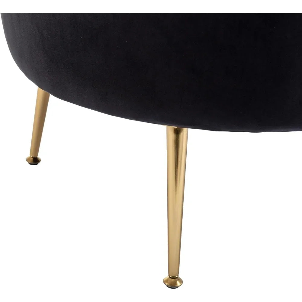 Modern Velvet Accent Chair with Golden Tone Metal Legs.