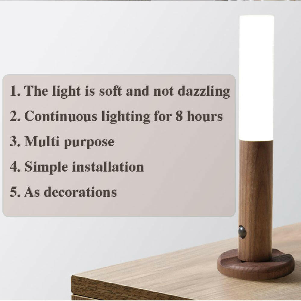 Auto LED USB Magnetic Wood Wireless Night Light Corridors Porch Lights PIR Motion Sensor Wall Light Cabinet Lamp.